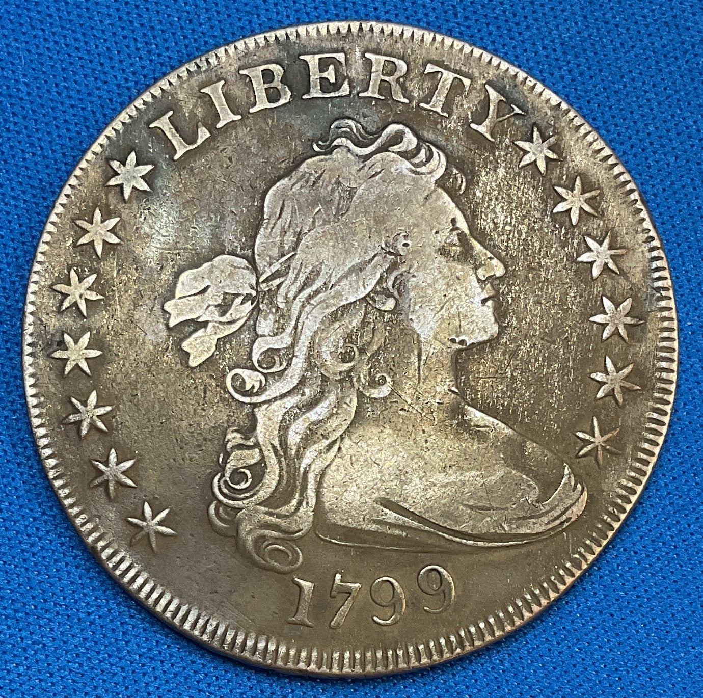 1799 Draped Bust Dollar, Heraldic Eagle, Very Fine Circulated Coin, Store #DR0678