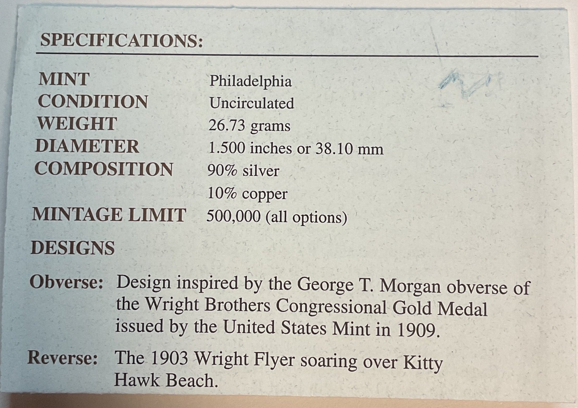 2003 First Flight Centennial Commemorative Silver Dollar, #GMC283