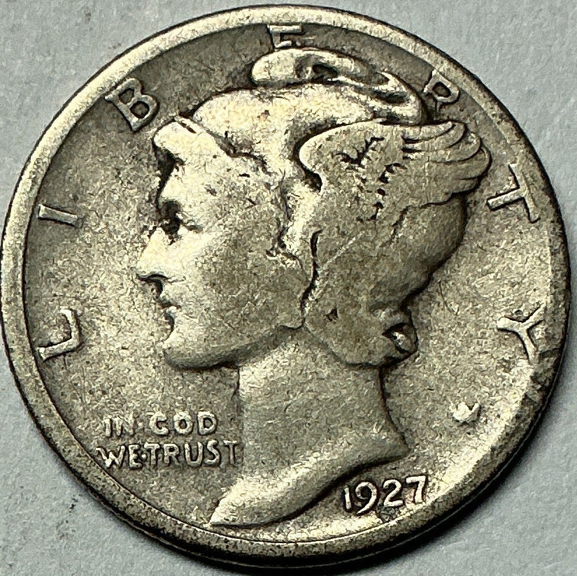 1927-D Mercury Dime, Fine Circulated Coin, Store #DE0967