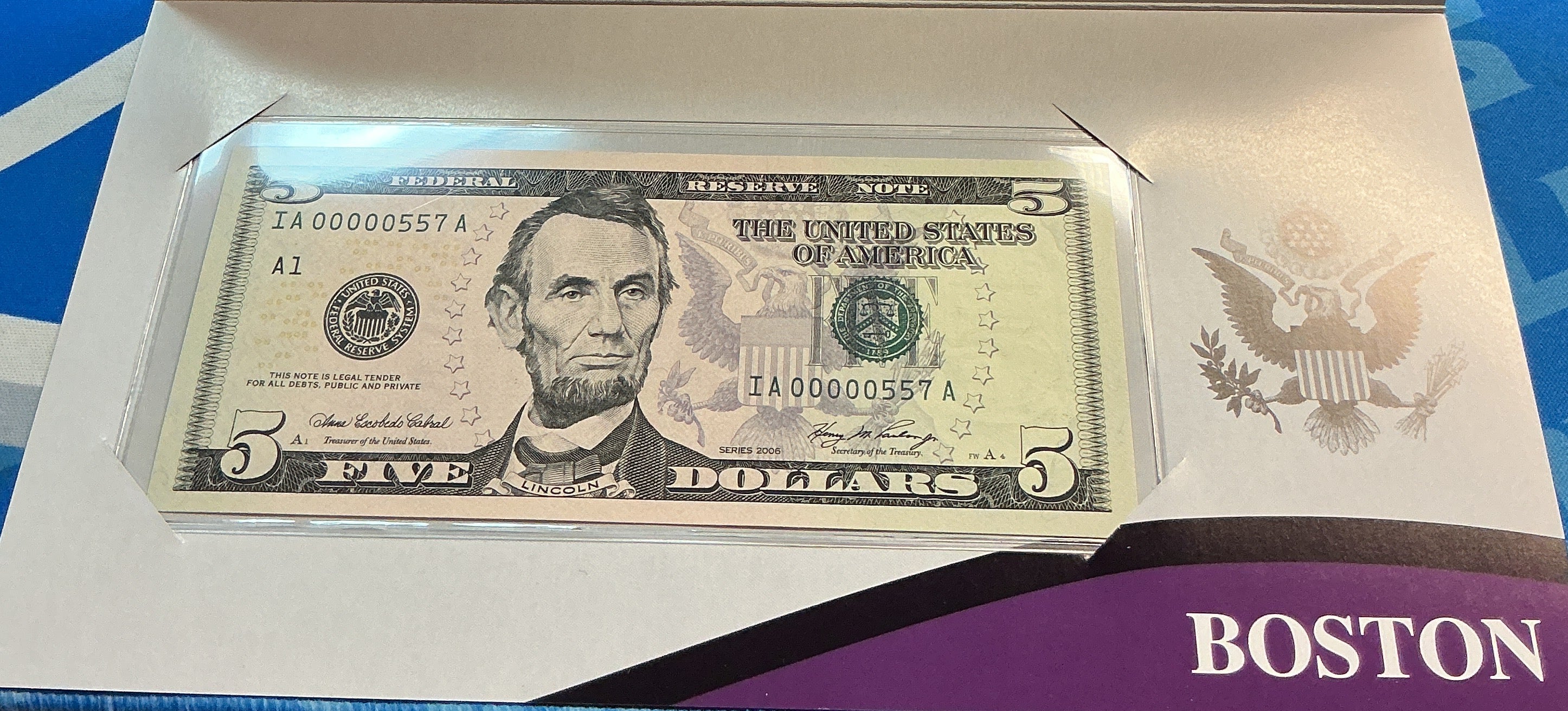 2006 Series $5 Single Notes,12 ea, F.R.N, 'LOW SERIAL NUMBERS', Store #FRN001