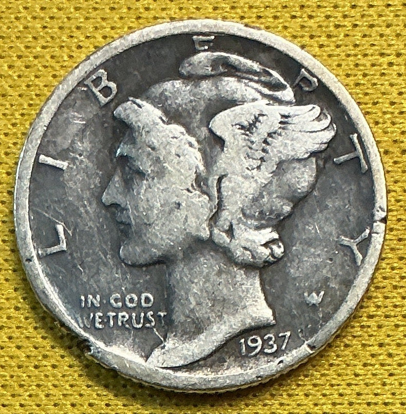 1937-D Mercury Dime, Good Circulated Coin, Store #DE0651