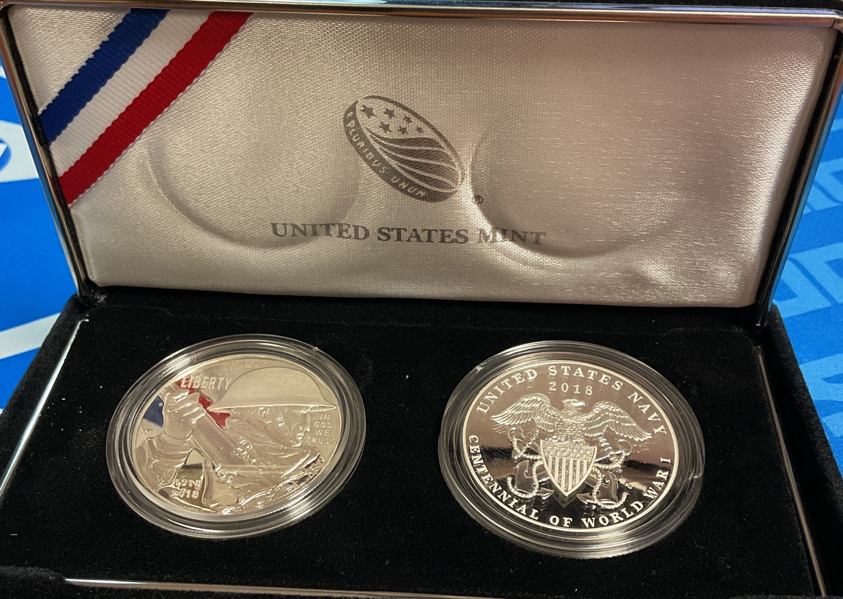 2018 World War I, Silver Dollar and Navy Silver Medal Set, U.S. Mint #SR014