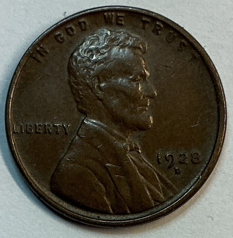 1928-D Lincoln Cent, Mint State Uncirculated Coin, Store #88068