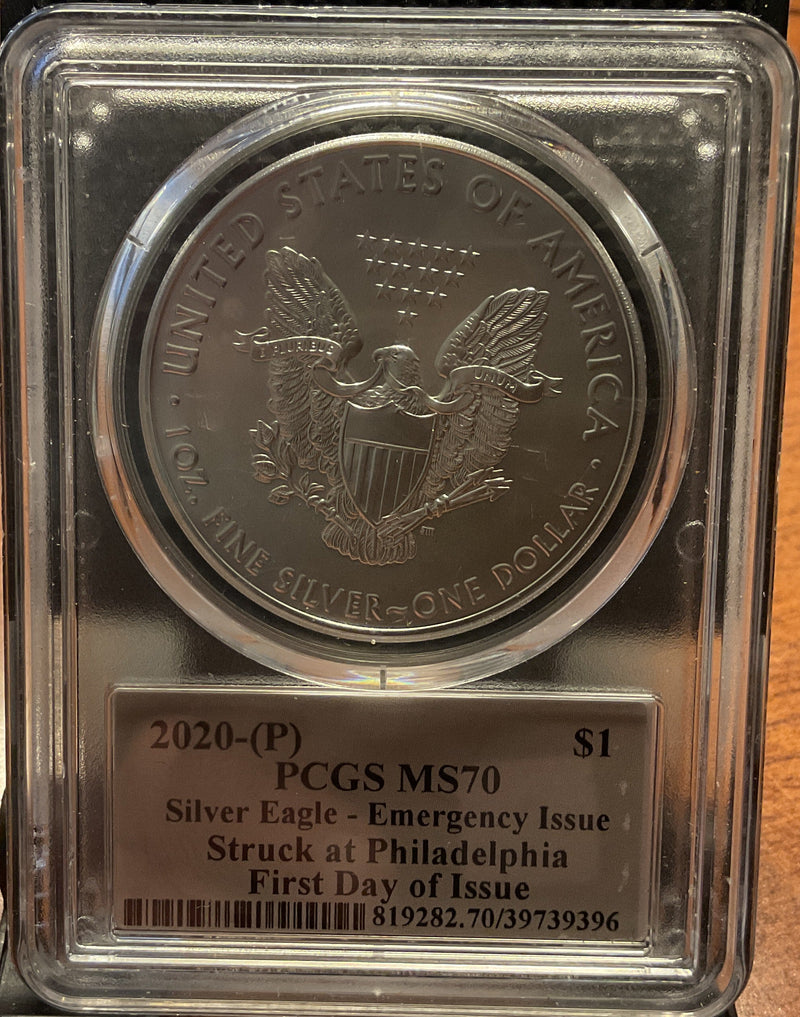 .999 Silver, 1 Troy Ounce, 2020 (P) American Silver Eagle, PCGS MS-70, Store