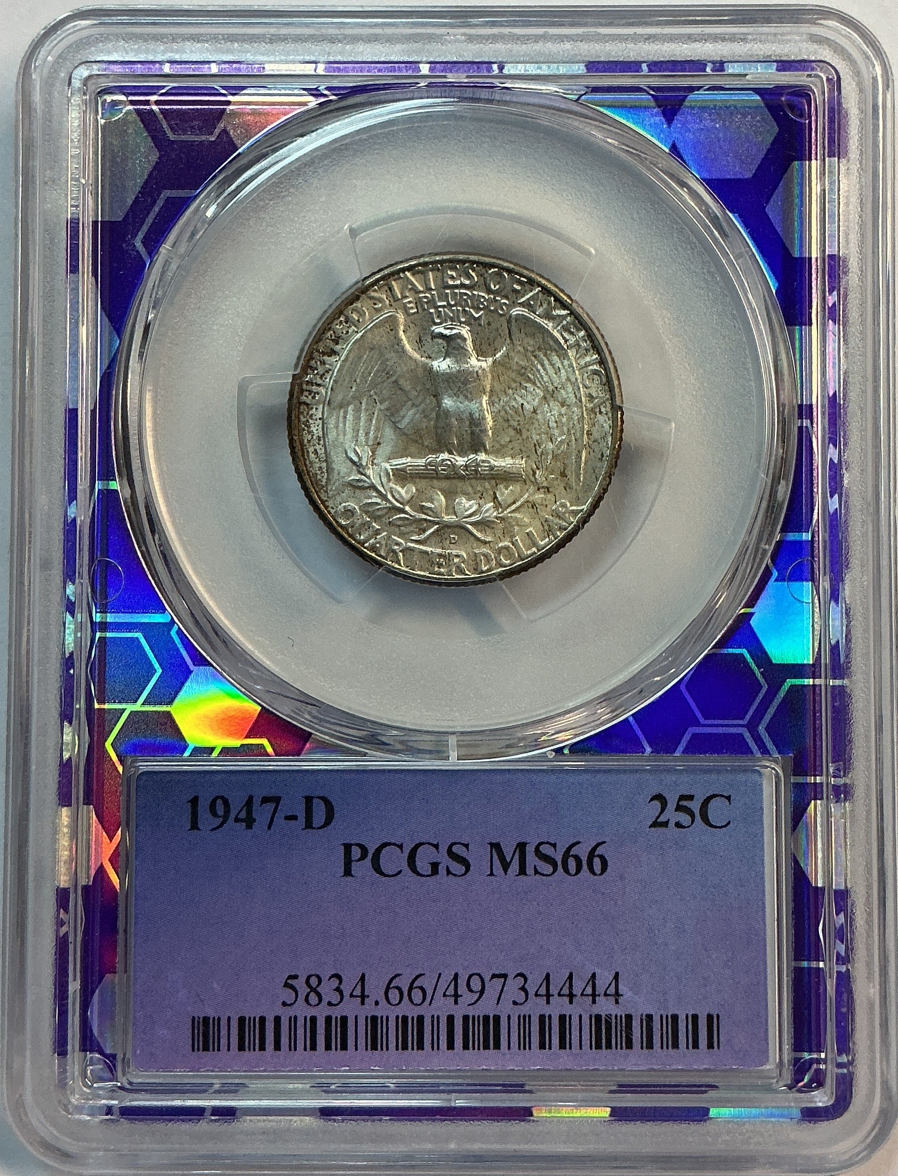 1947-D Washington Quarter. PCGS MS66 Trader Bea Purple Store #QR1639
