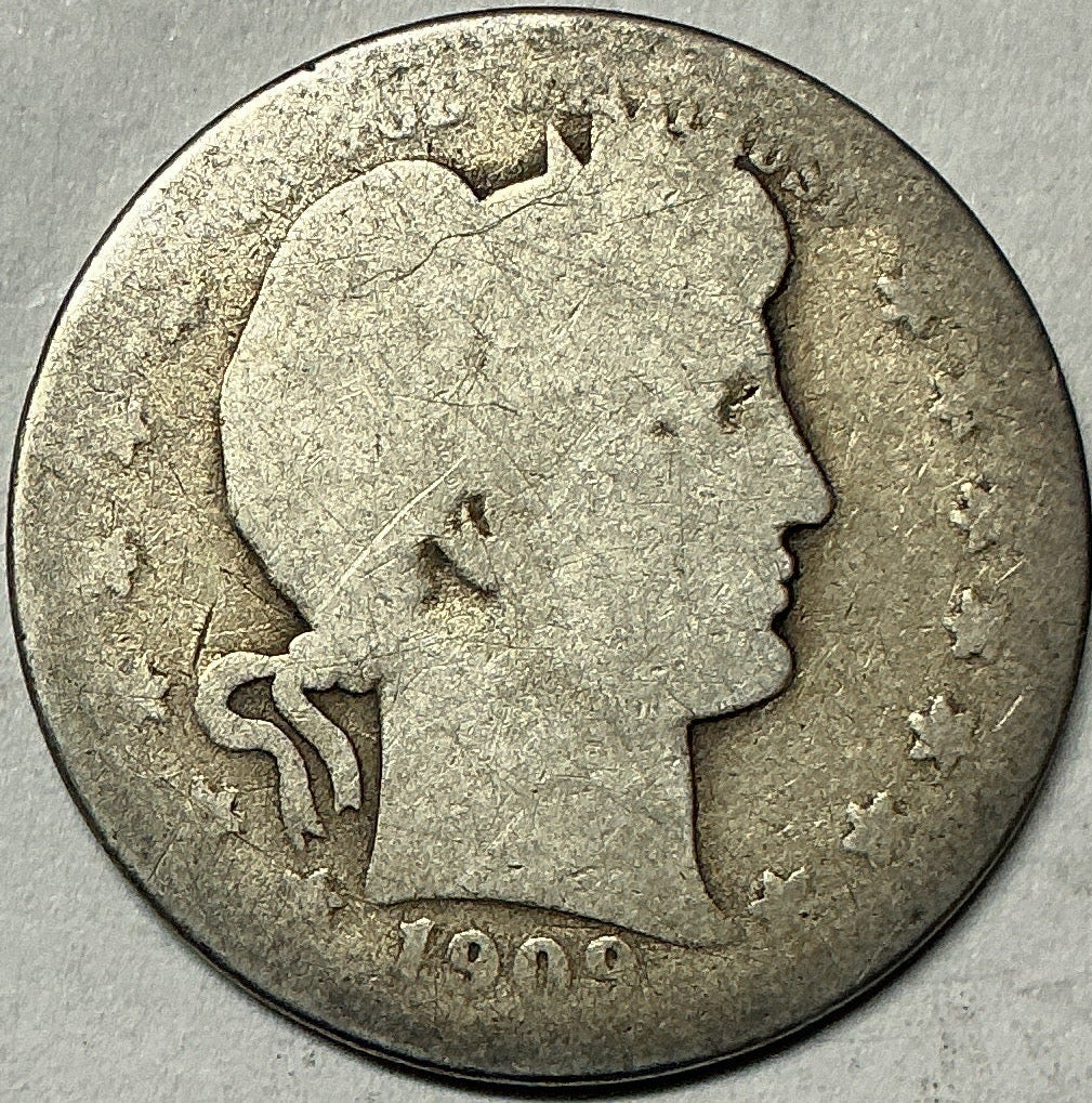 1909-O Barber Quarter, About Good Circulated Coin, Store #QR1966