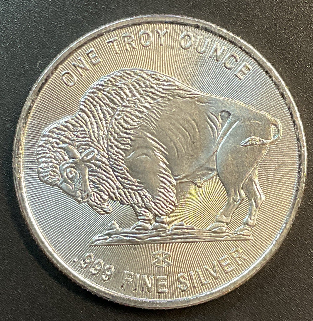 .999 silver, 1 Troy Ounce, Indian & Buffalo Silver Round Bullion, Store #SR027