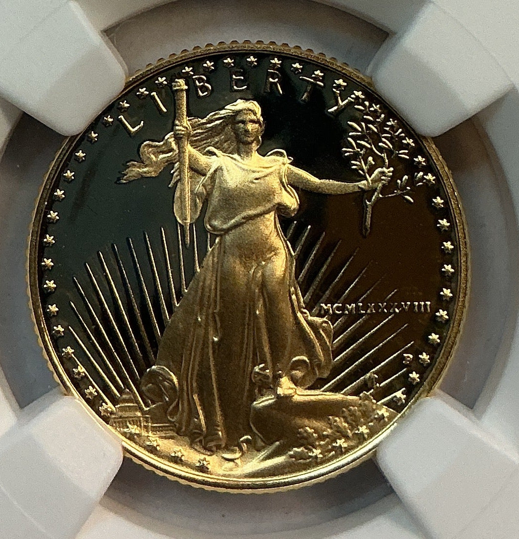 1988-P $10, Proof Gold American Eagle Coin, 1/4 OZT, NGC PF 70, Store #GMC275
