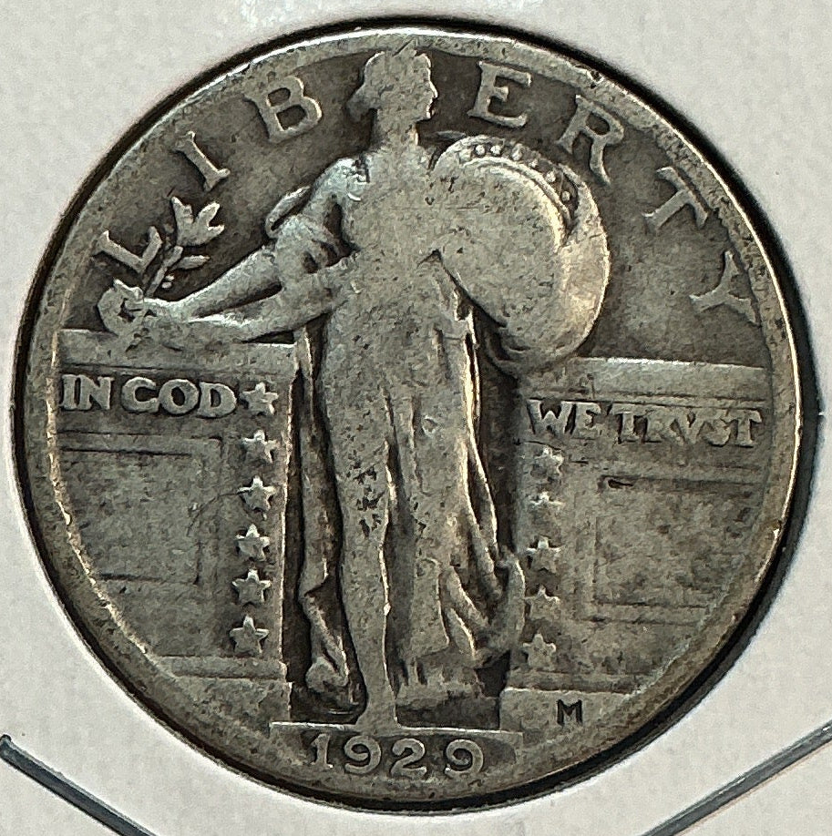 1929 Standing Liberty Quarter, Very Good Circulated Coin, Store #QR1853