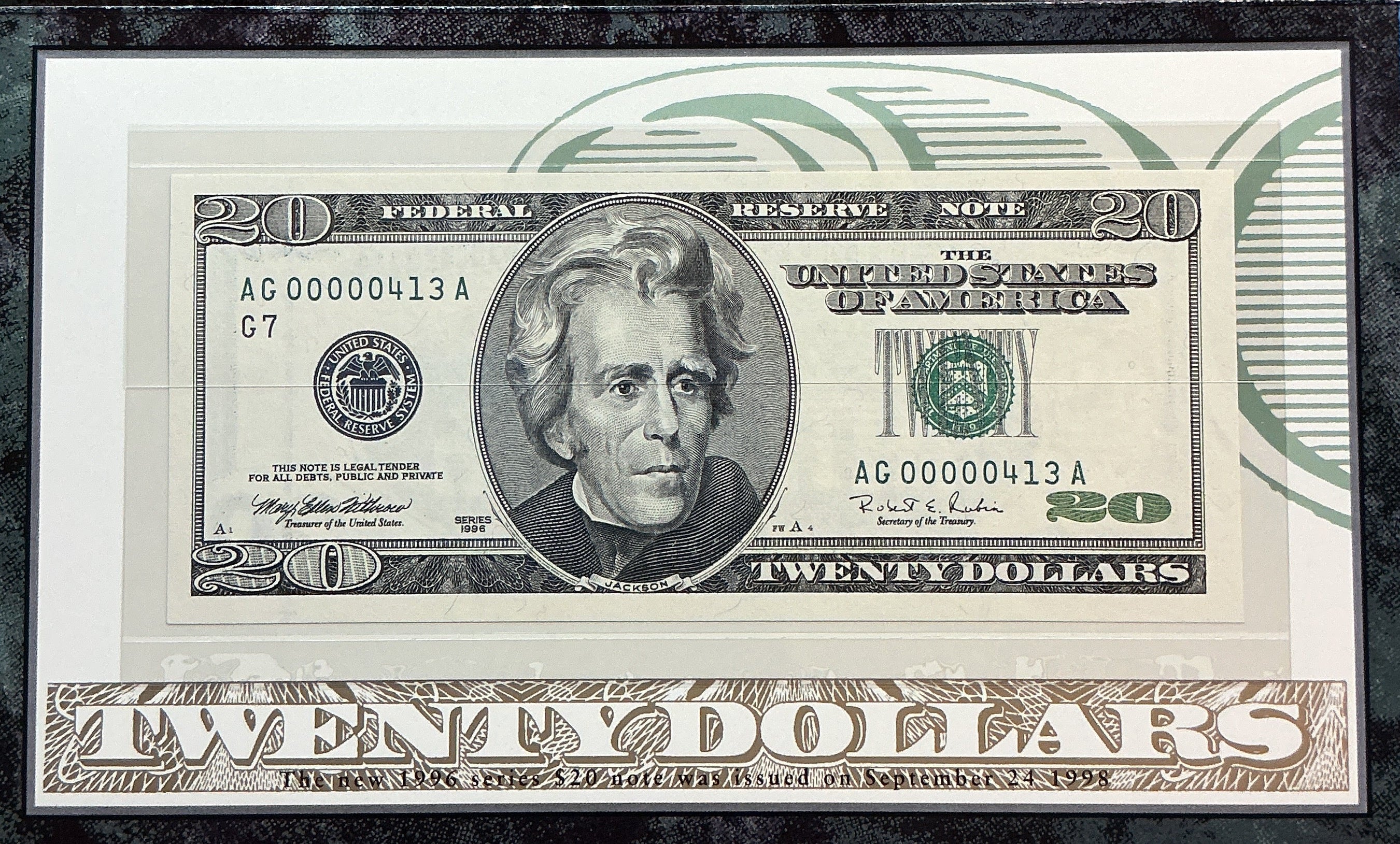 1999 Series, $20 Note, F.R.Bank, Low Serial Number, Store #FRN025