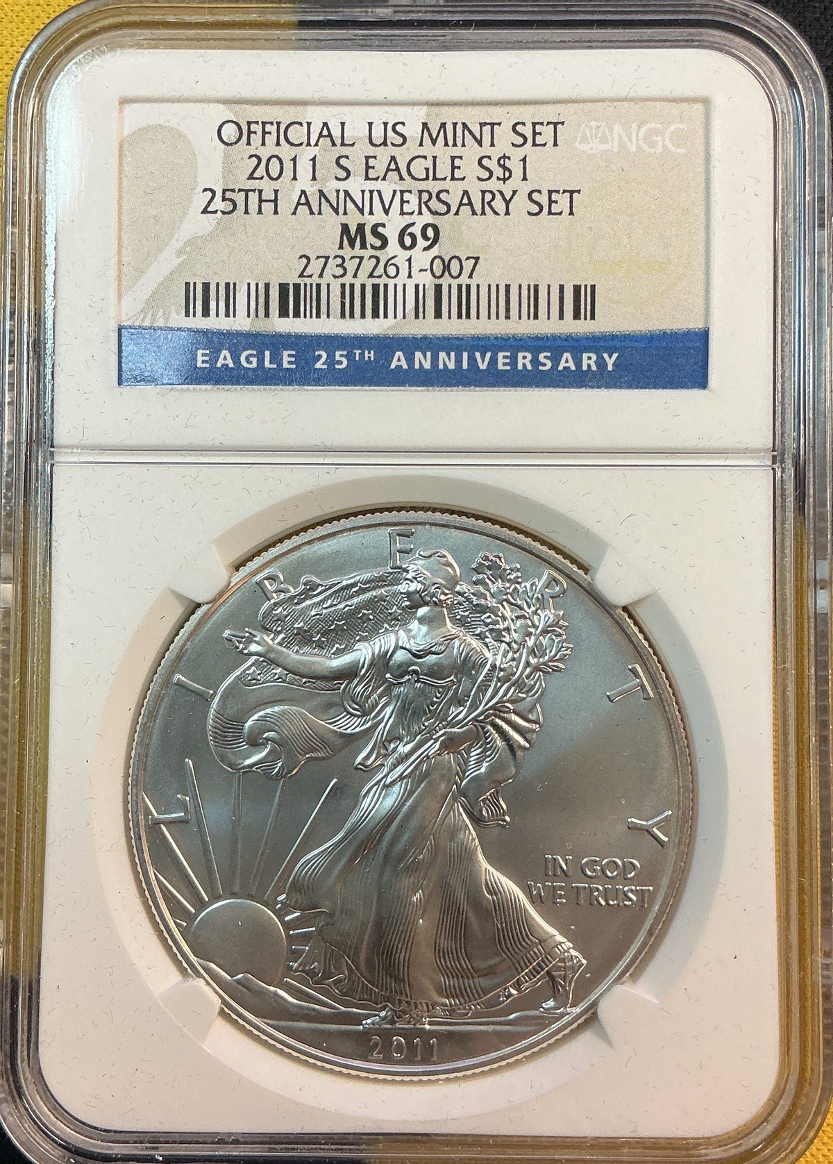 2011-S American Silver Eagle $1, 25th Anniversary, NGC MS-69, Store Sale #AE0551