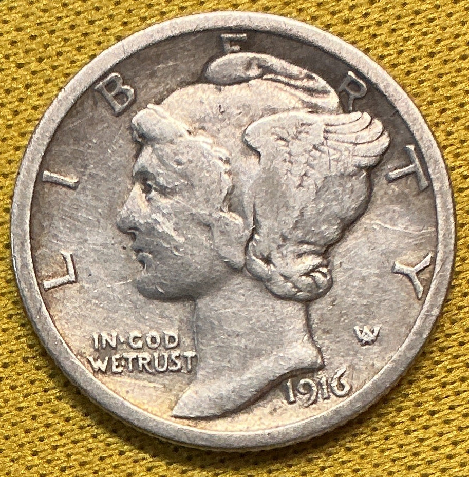 1916 Mercury Dime, Fine Circulated Coin, Store #DE0501