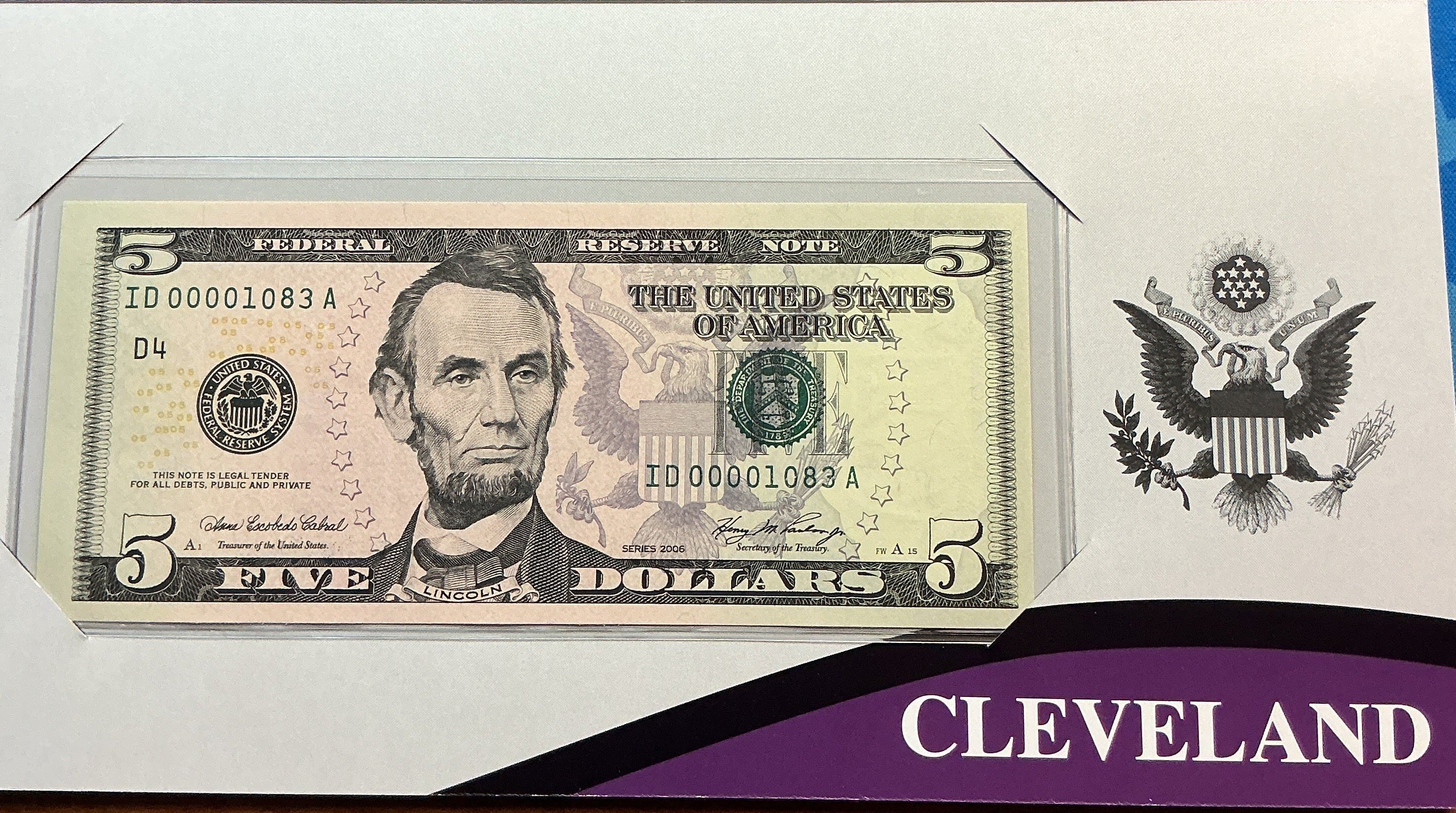 2006 Series $5 Single Notes,12 ea, F.R.N, 'LOW SERIAL NUMBERS', Store #FRN001