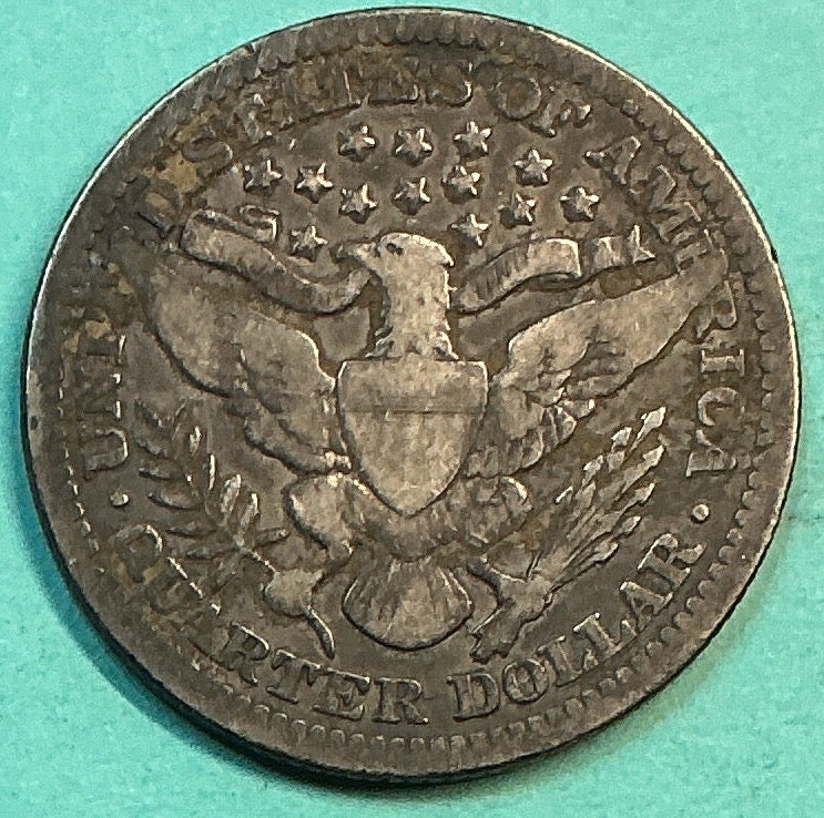 1900 Barber Quarter., Very Good Circulated Details., Store#QR1219