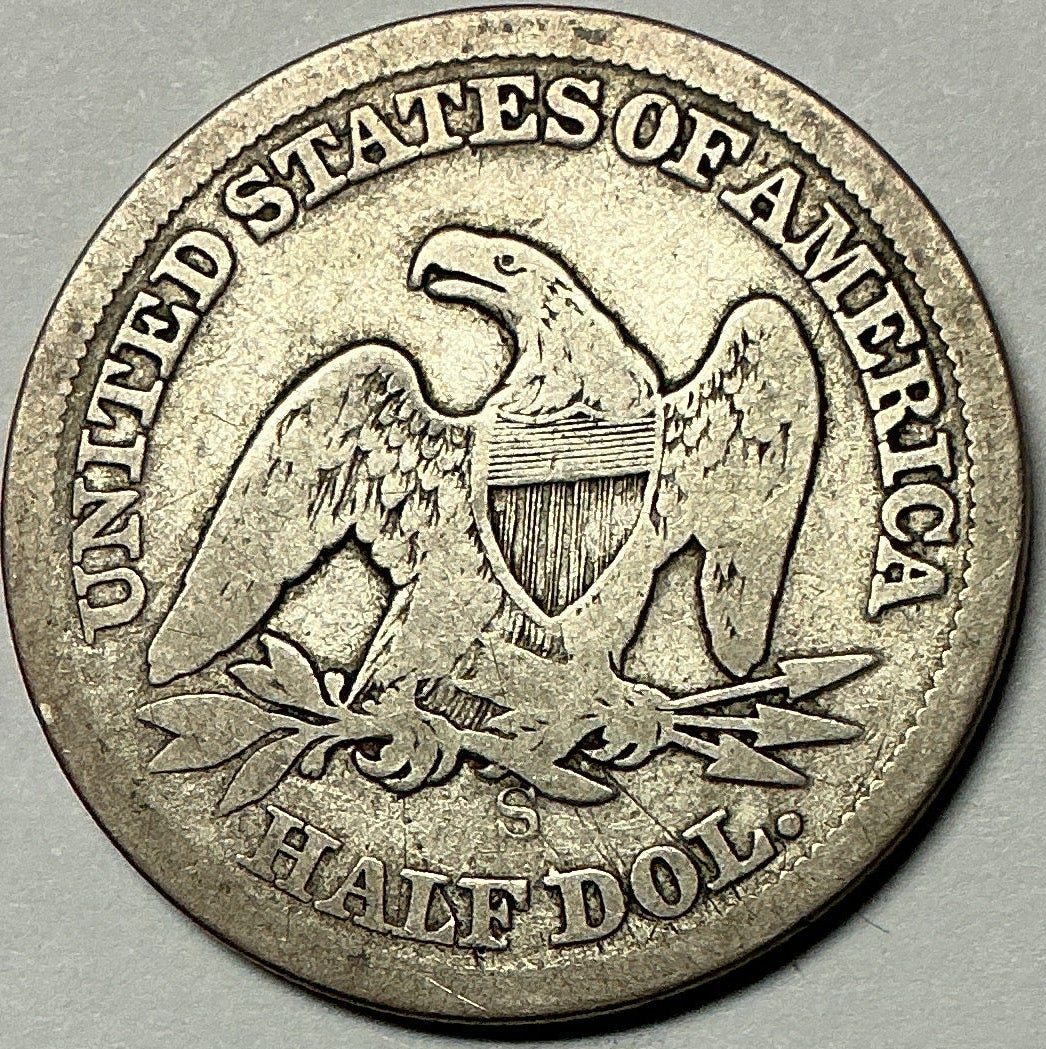 1864-S Liberty Seated Half Dollar, Good Circulated Coin, Store #HR1979