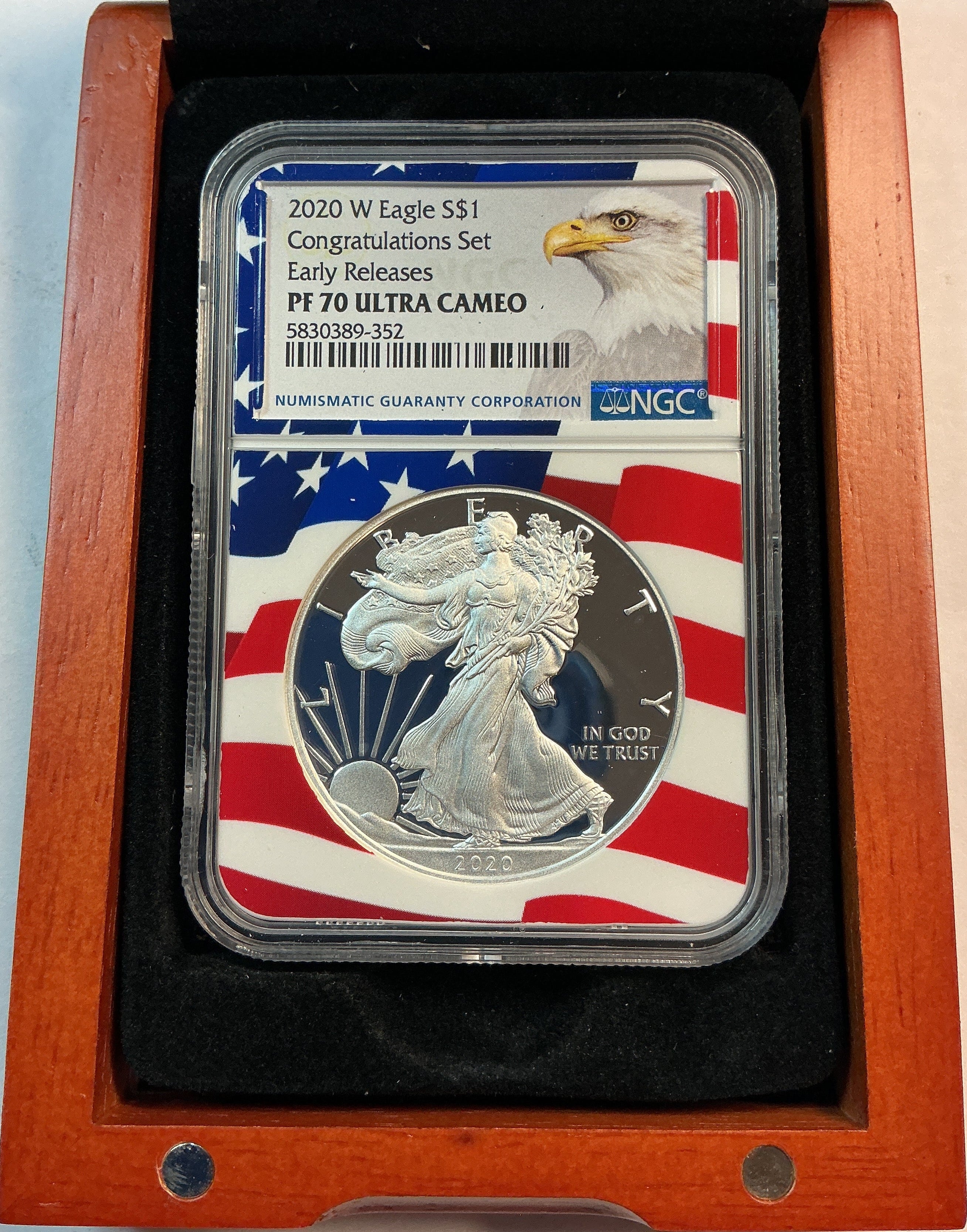 2020-W American Silver Eagle, NGC PF-70 Ultra Cameo, in BOX, Store# AE0372