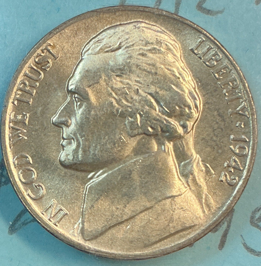 1942-P Jefferson Nickel. Type 1 BU Details. Store #NL1213