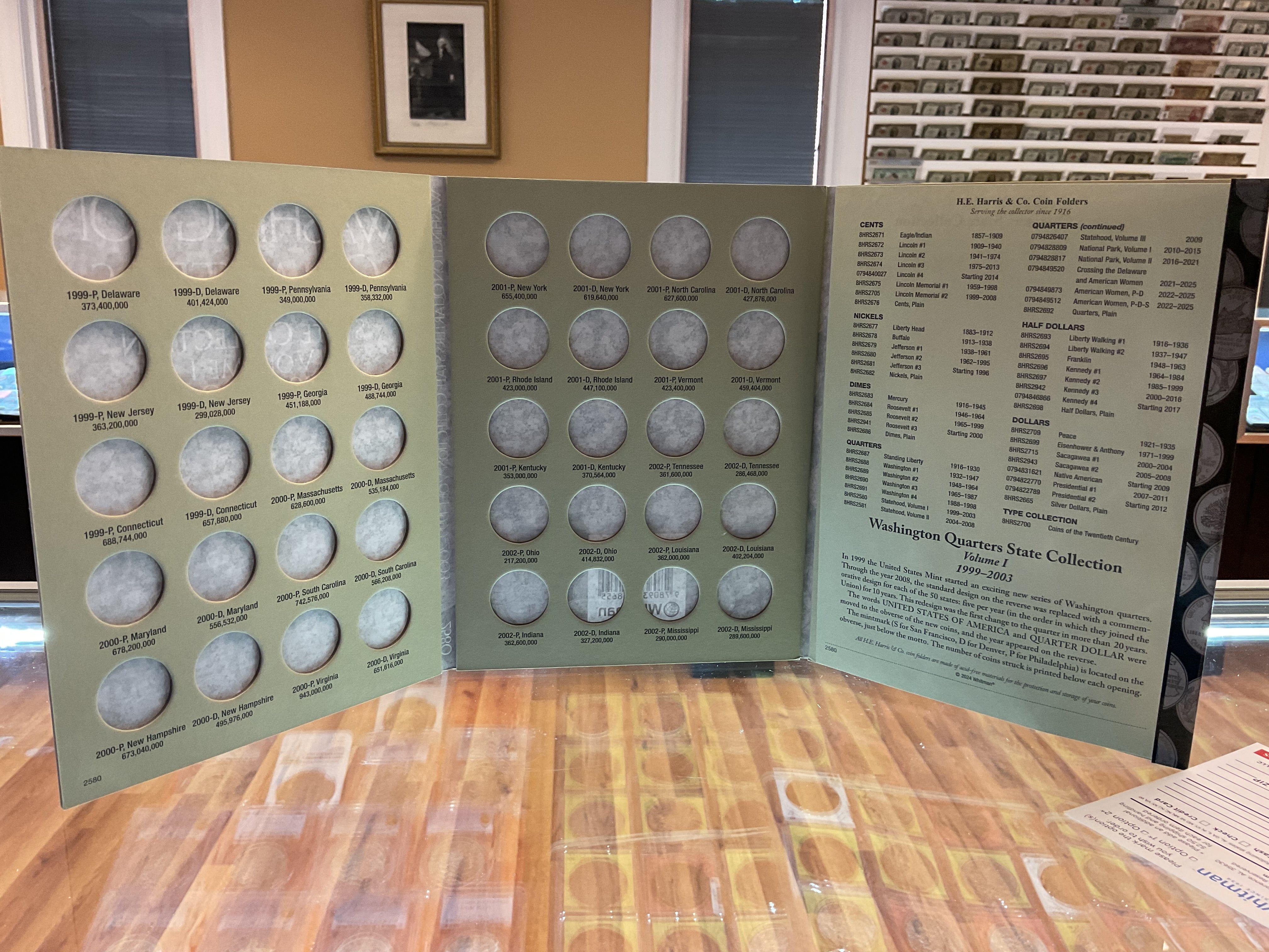 Washington Quarters, State Collection, Harris Coin Folder, Volume One, Collections 1999-2003