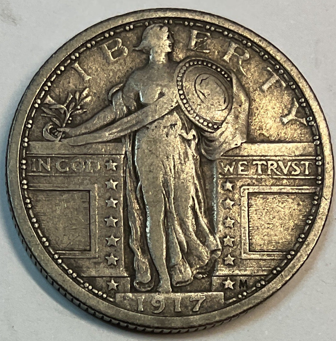 1917 T-1, Standing Liberty Quarter, Very Fine+ Circulated Coin, Store #QR1163