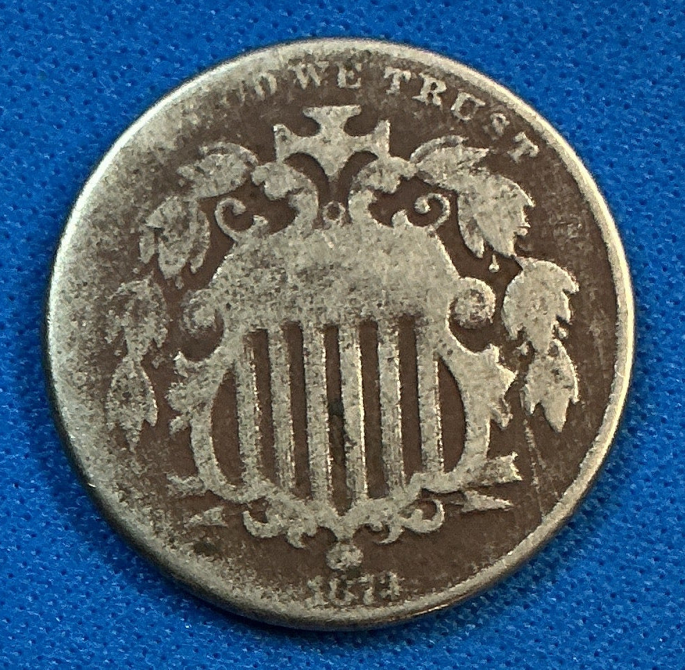 1873 Shield Nickel, Very Good+ Circulated Detail Coin, Store #NL0121