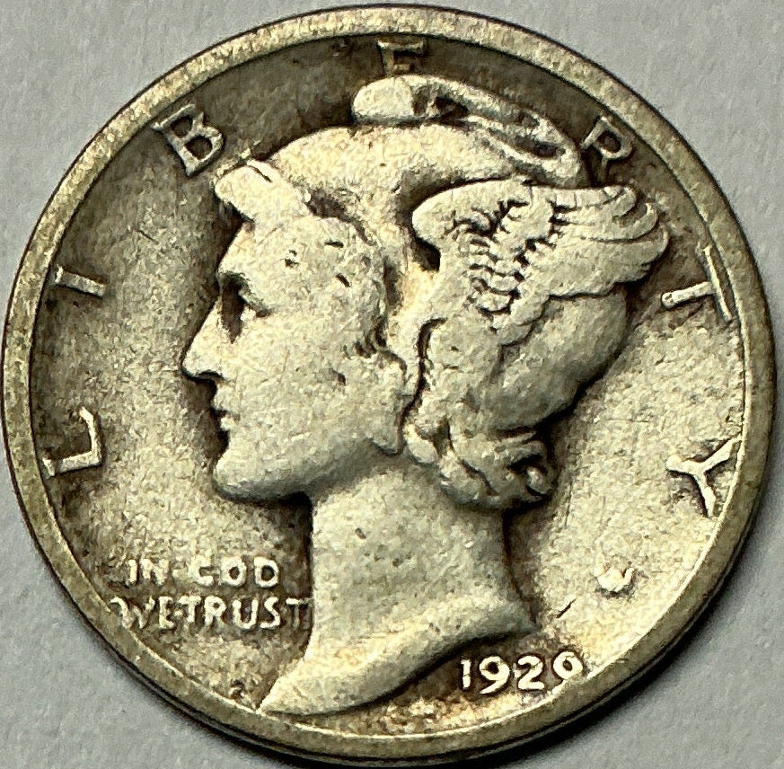 1929-D Mercury Dime, Very Good+ Circulated Coin, Store #DE0974