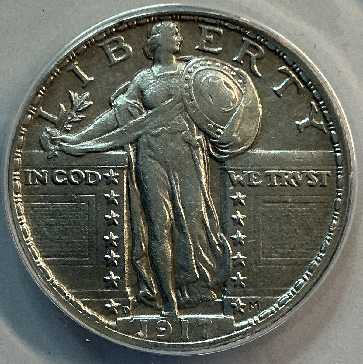 1917-D Standing Liberty Quarter., Type-2., *Cleaned* ANACS EF-45, Store #QR1605