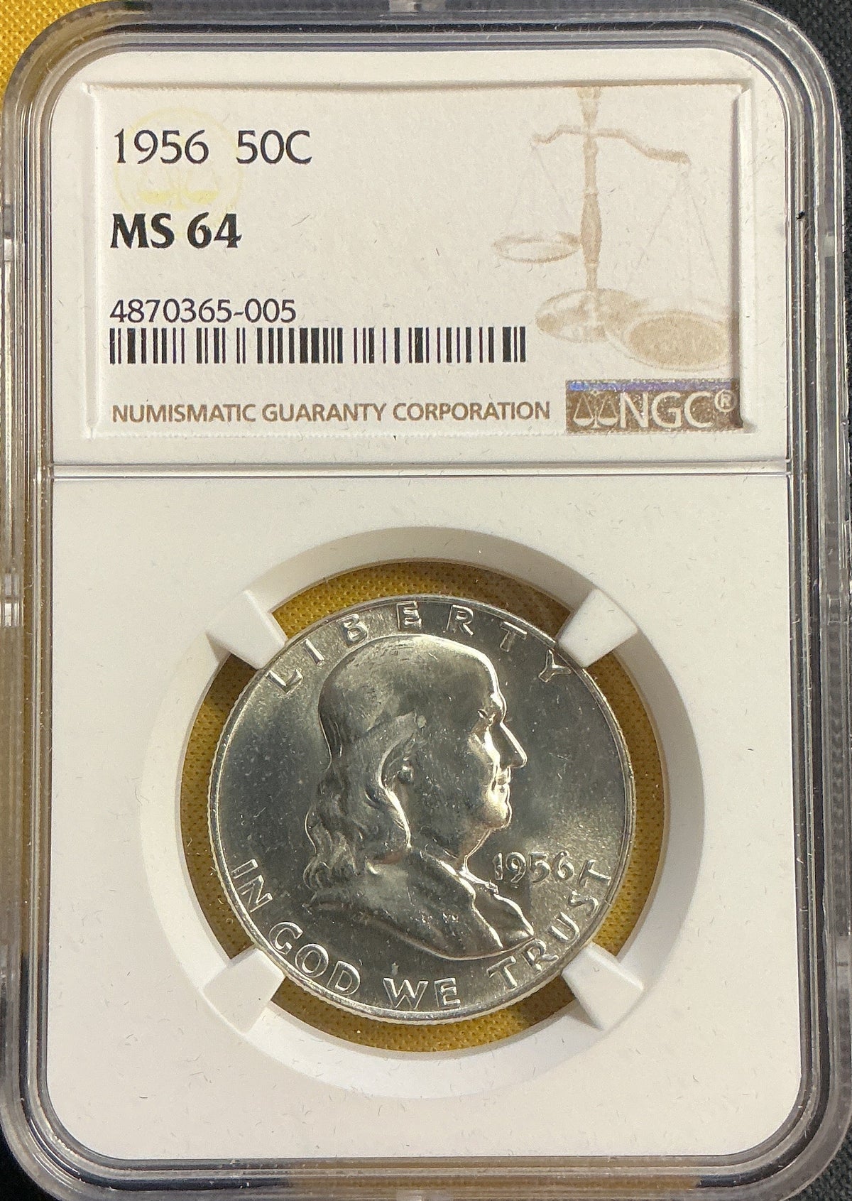 1956 Franklin Half Dollar, NGC MS 64, Store #HR2109