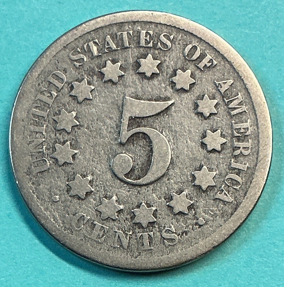 1868 Shield Nickel, About Good Circulated Coin, Store #NL0103
