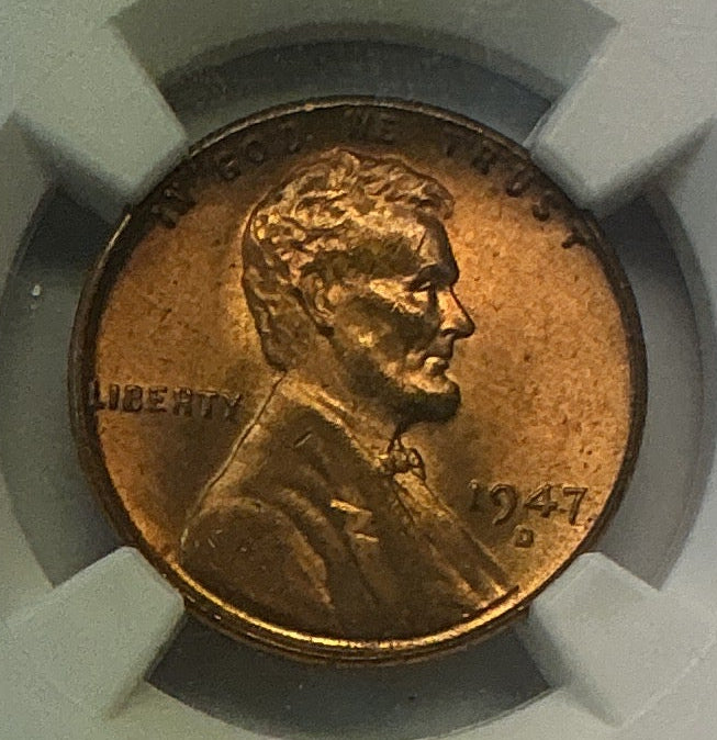 1947-D Lincoln Wheat Cent. NGC Graded MS66 RD. Store #GCT065