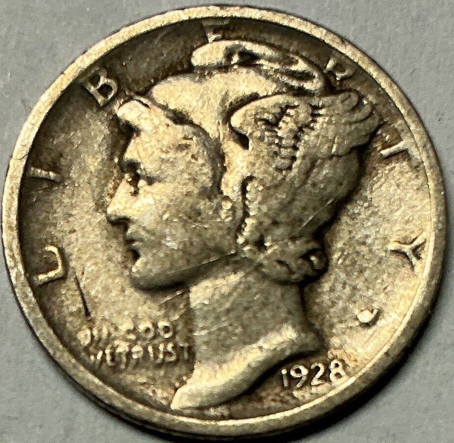 1928-D Mercury Dime, Fine Circulated Coin, Store #DE0971