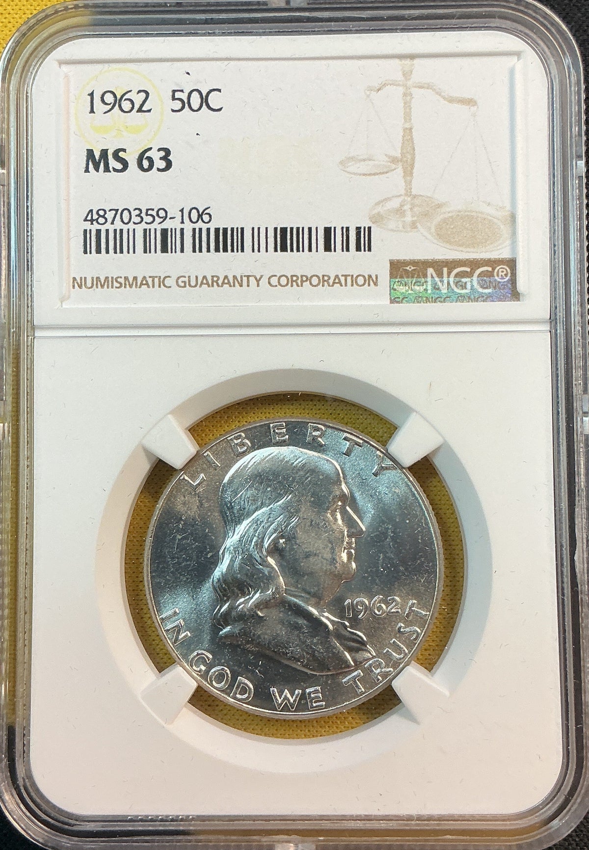1962 Franklin Half Dollar, NGC MS 63, Store #HR2117