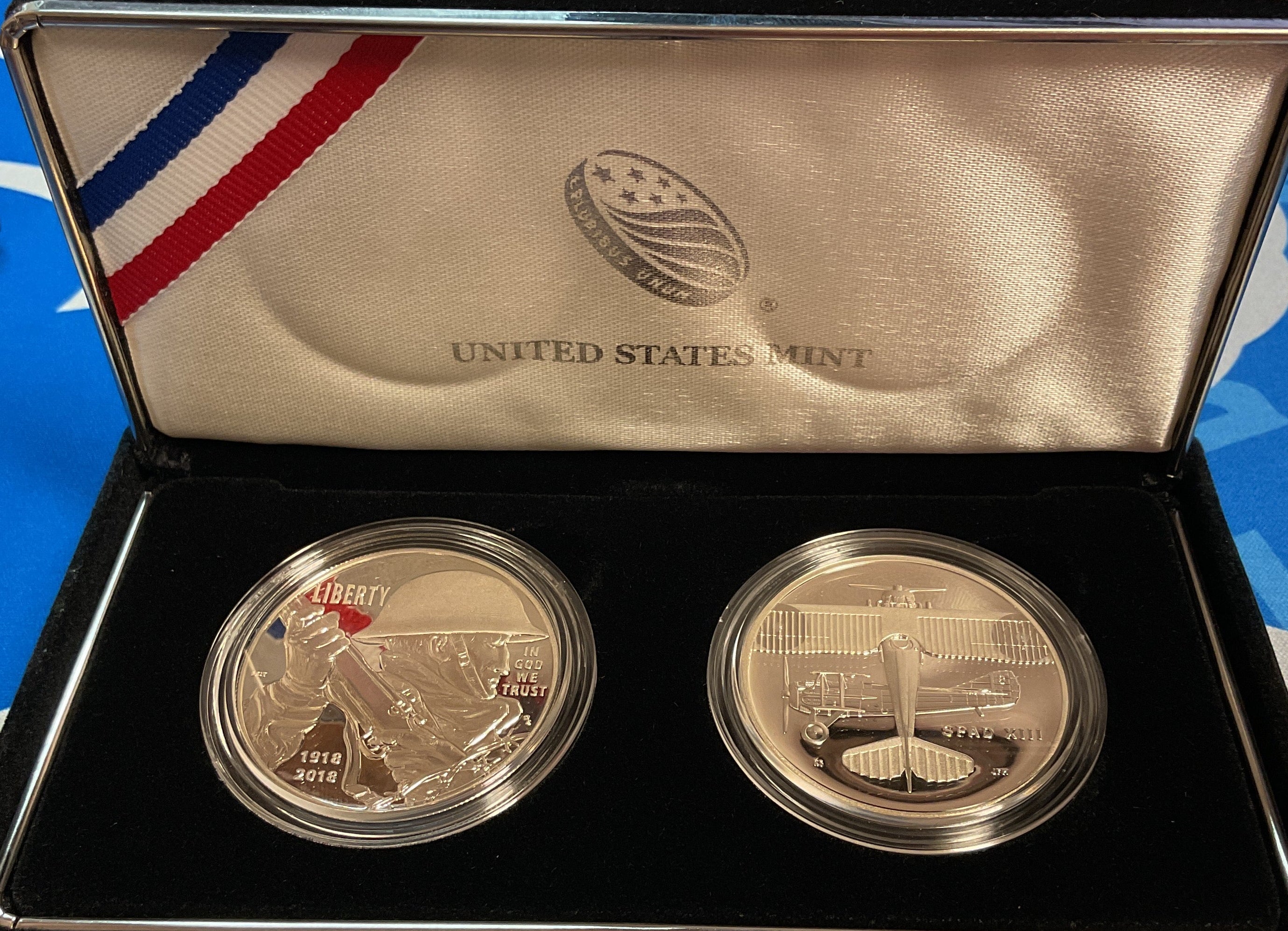 2018 World War I, Silver Dollar and Air Service Silver Medal Set, U.S. Mint #SR018