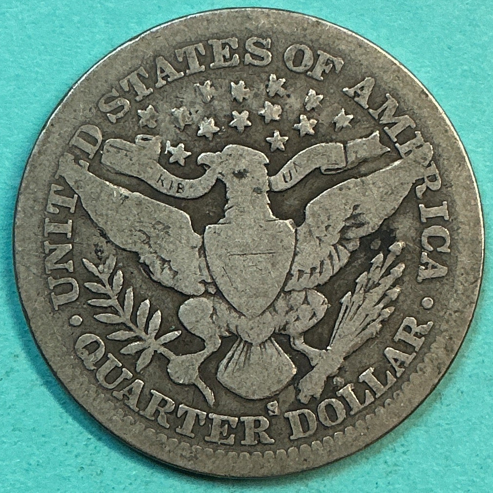 1908-S Barber Quarter., Good+ Circulated Details., Store#QR1242