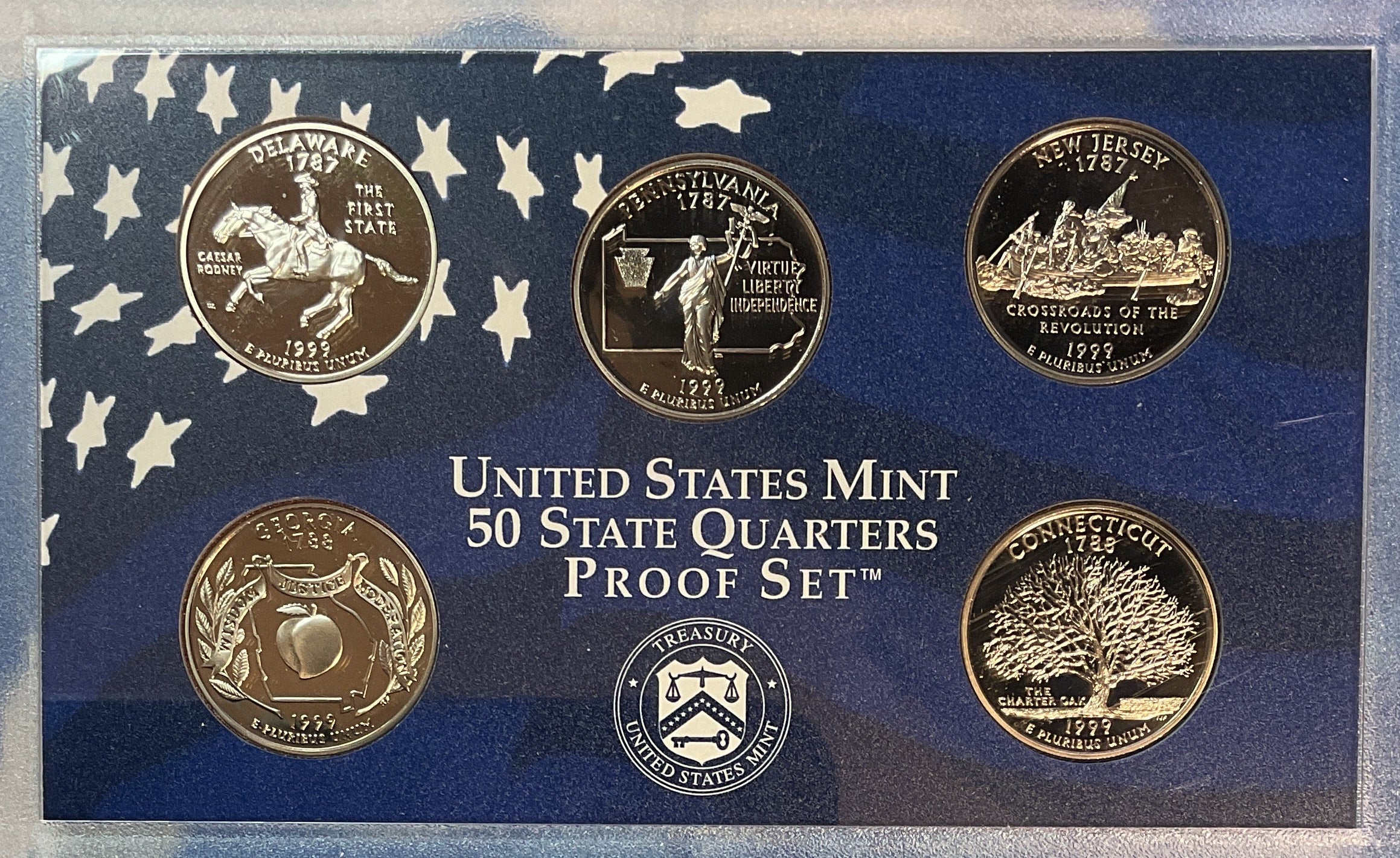 1999 U.S. Mint 50 State Quarters Proof Set, in Original Government Packaging.