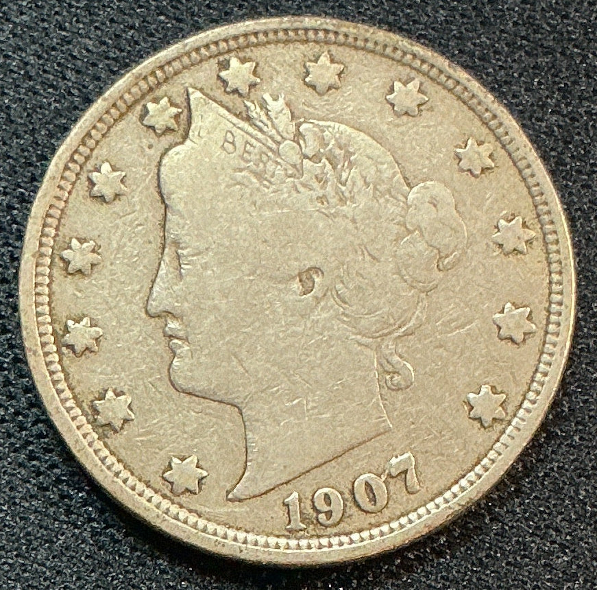 1907 Liberty Nickel, Very Good Circulated Coin, Store #NL901