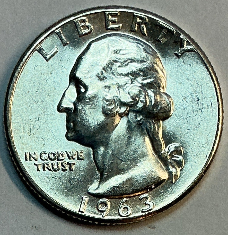 1963 Silver Washington Quarter., Uncirculated Coin., Store #QR1793