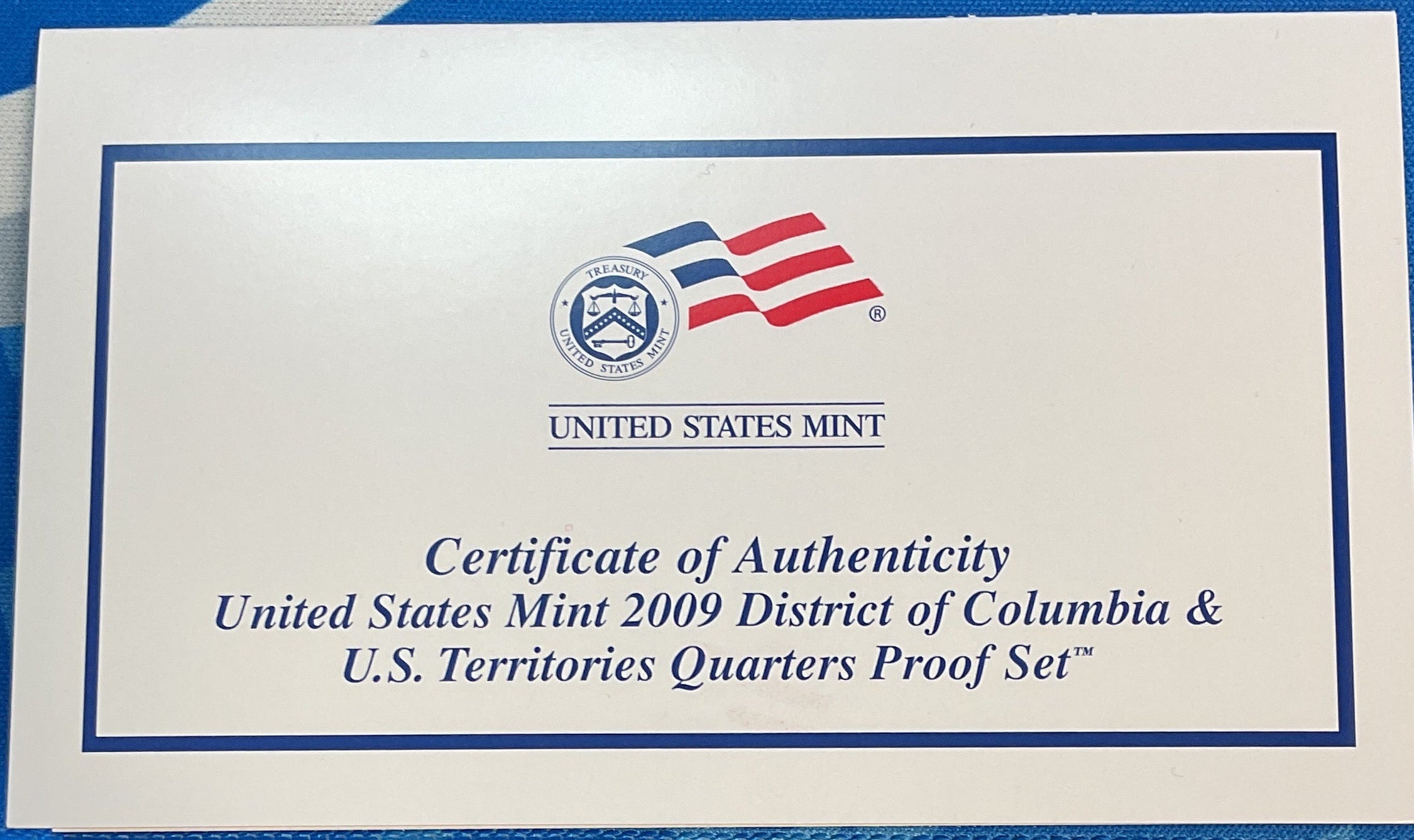 2009 D.C. & U.S. Territories Quarters Proof Set, in Original Government Packaging.