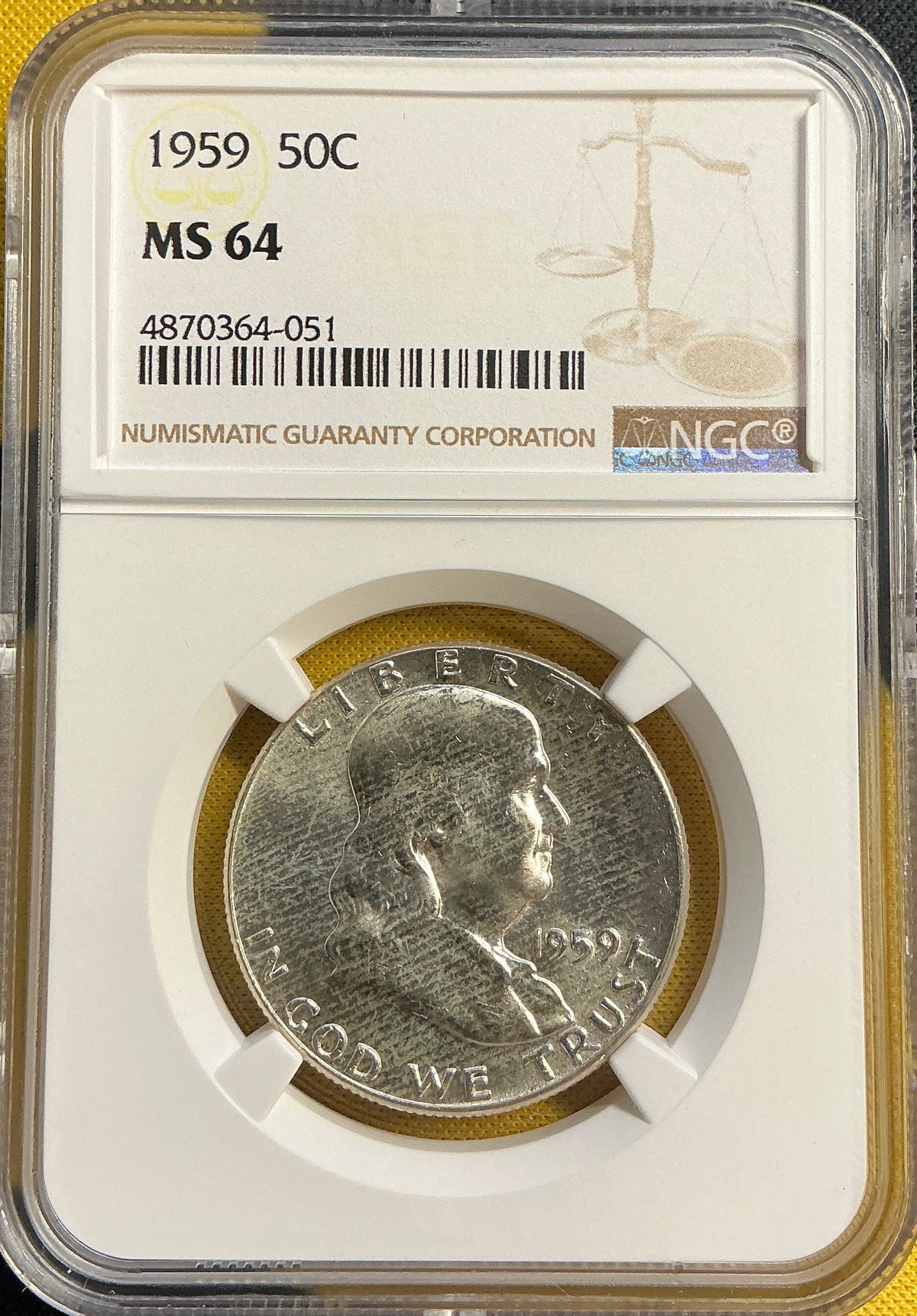 1959 Franklin Half Dollar, NGC MS 64, Store #HR2107