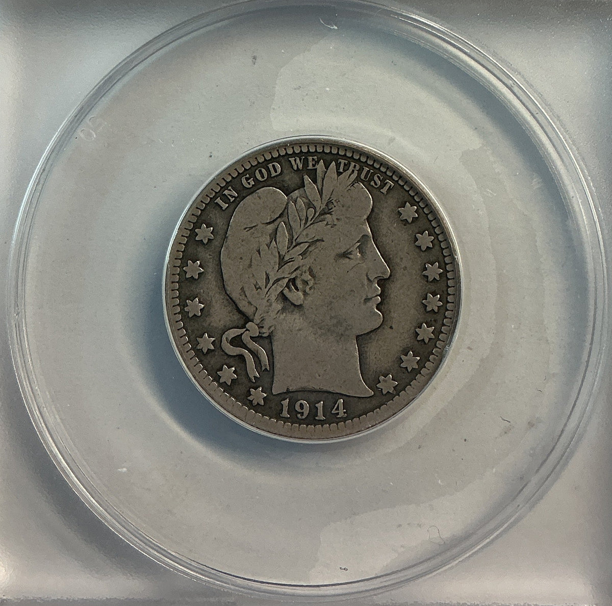 1914-D Barber Quarter, ANACS Very Good 10. Store #QR1536