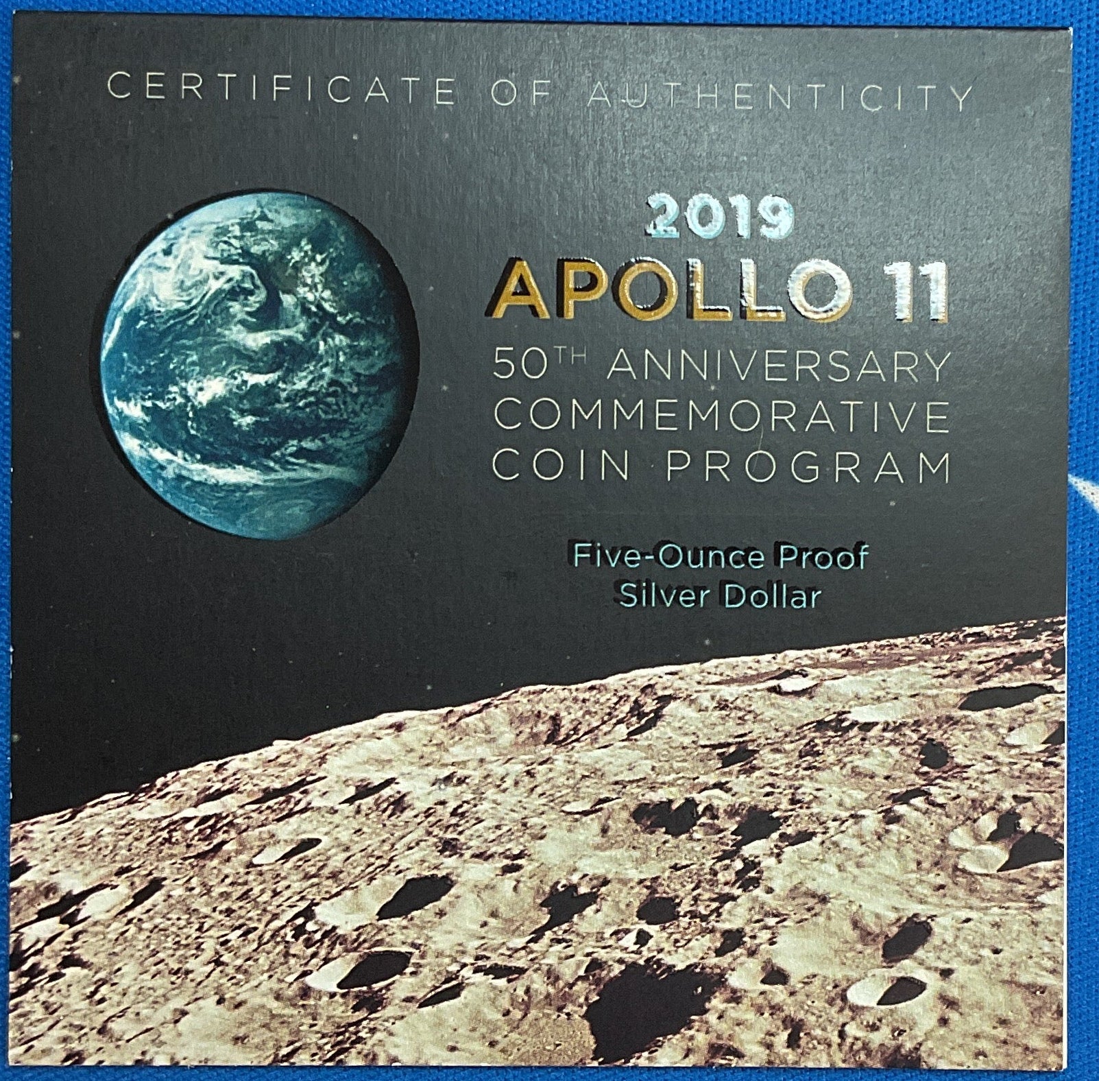 2019 Apollo 11 50th Anniversary 5 Troy Ounce Proof Silver Coin, U.S. Mint, #SR061
