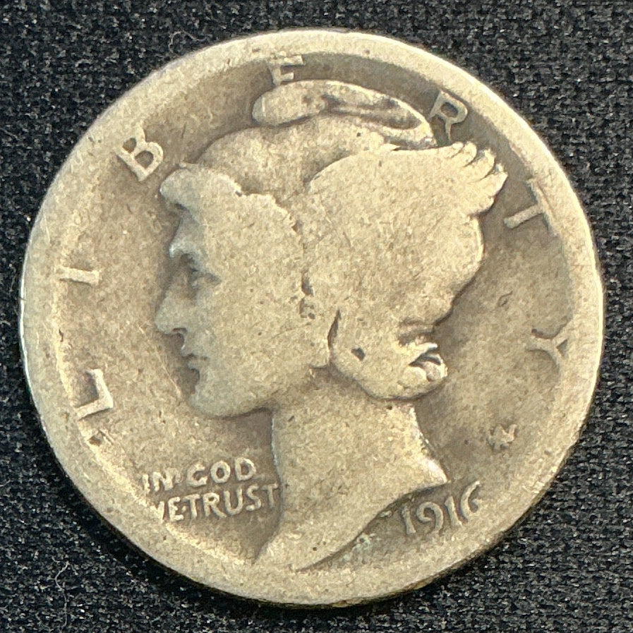 1916 Mercury Dime, Good Circulated Coin, Store #DE0500