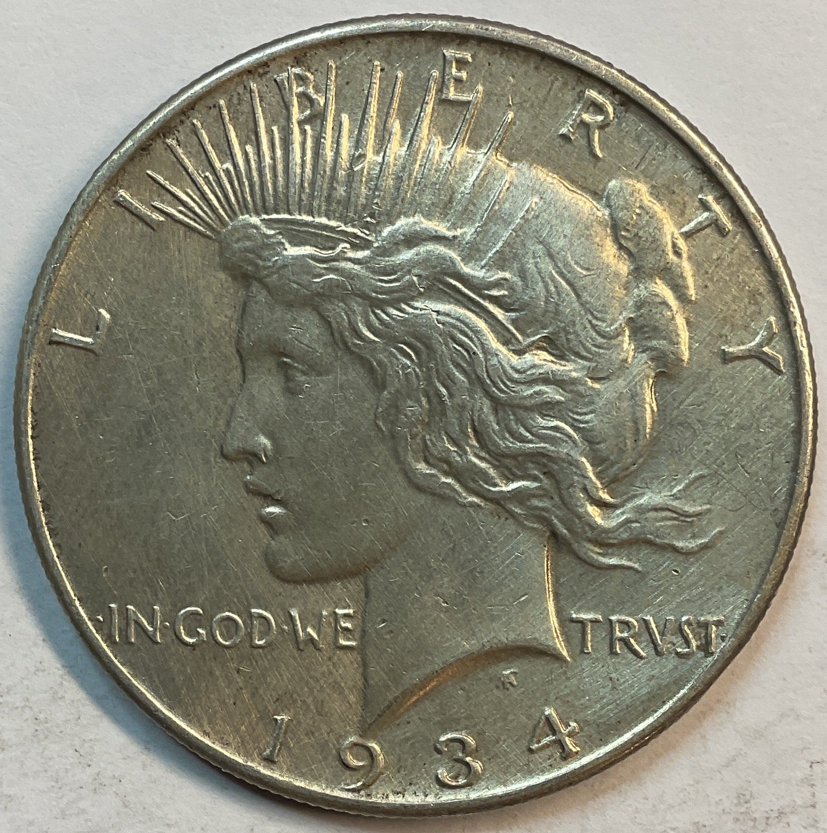 1934 Peace Silver Dollar, Uncirculated Coin, Store Sale #DR0357