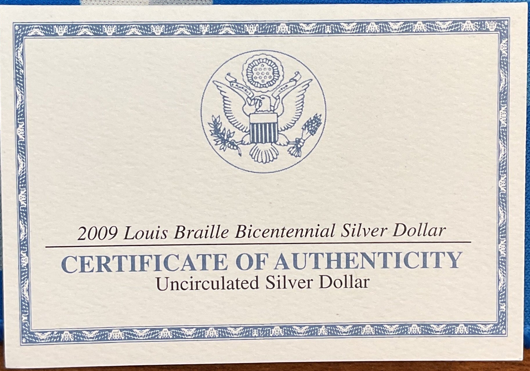 2009 Louis Braille Bicentennial Silver Dollar, U.S. Mint, #PT038