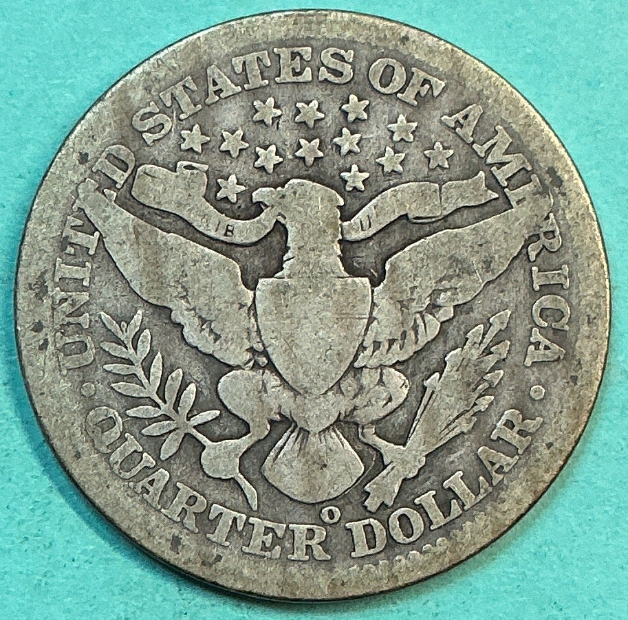 1909-O Barber Quarter., About Good Circulated Details., Store#QR1300