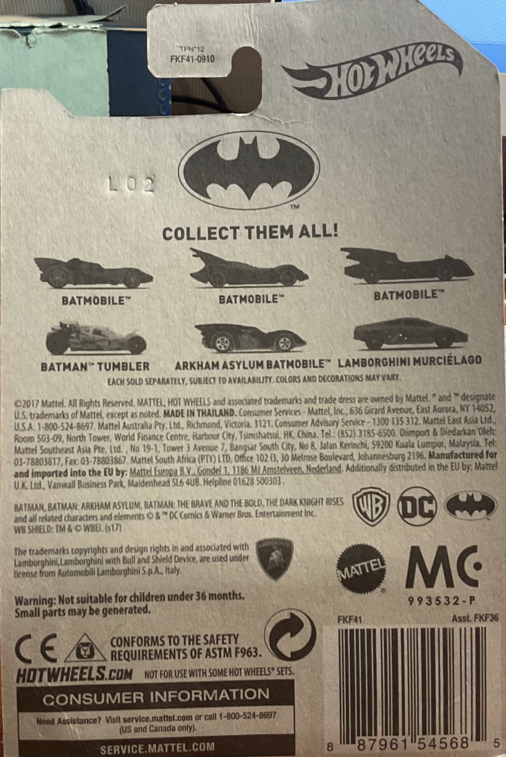 BATMAN ARKHAM ASYLUM, BATMOBILE, Hot Wheels Toy Car, FKF41-0910, Store #TY029