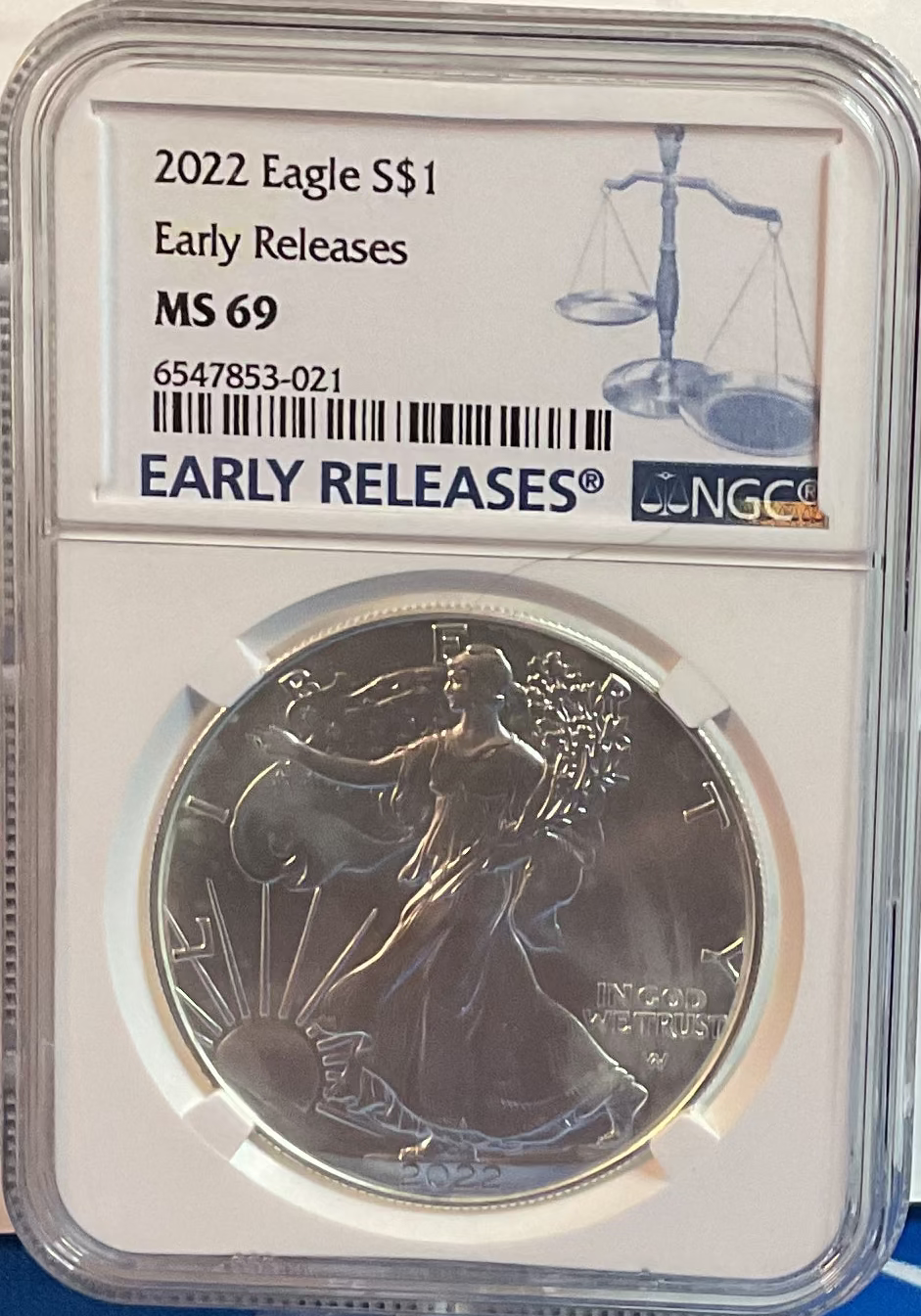2022 American Silver Eagle, Early Releases, NGC MS-69, Store#AE0283