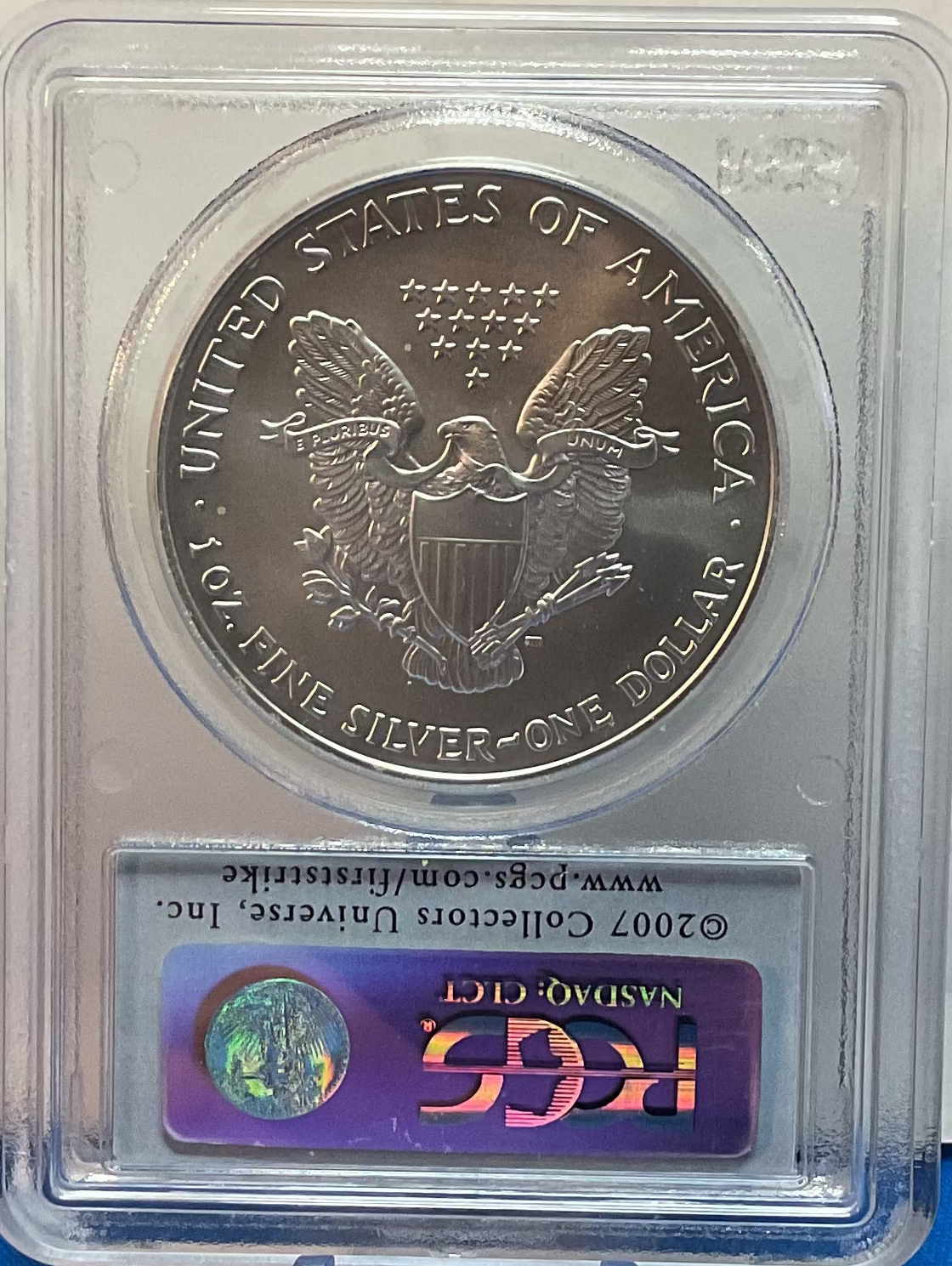 2007 American Silver Eagle, First Strike, PCGS MS-69, Store#AE0289