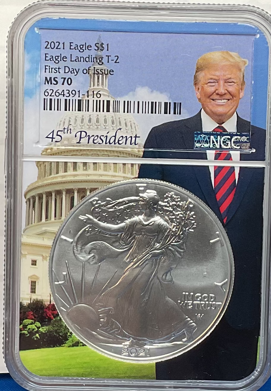 2021 W American Silver Eagle, Eagle Landing T-2, NGC MS-70, Store#AE0292
