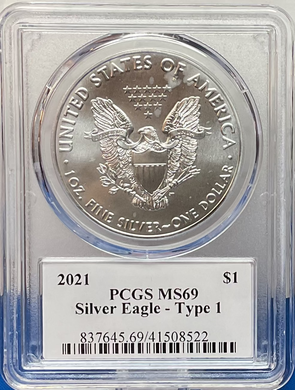 2021 American Silver Eagle T-1, PCGS MS-69, Store#AE0296