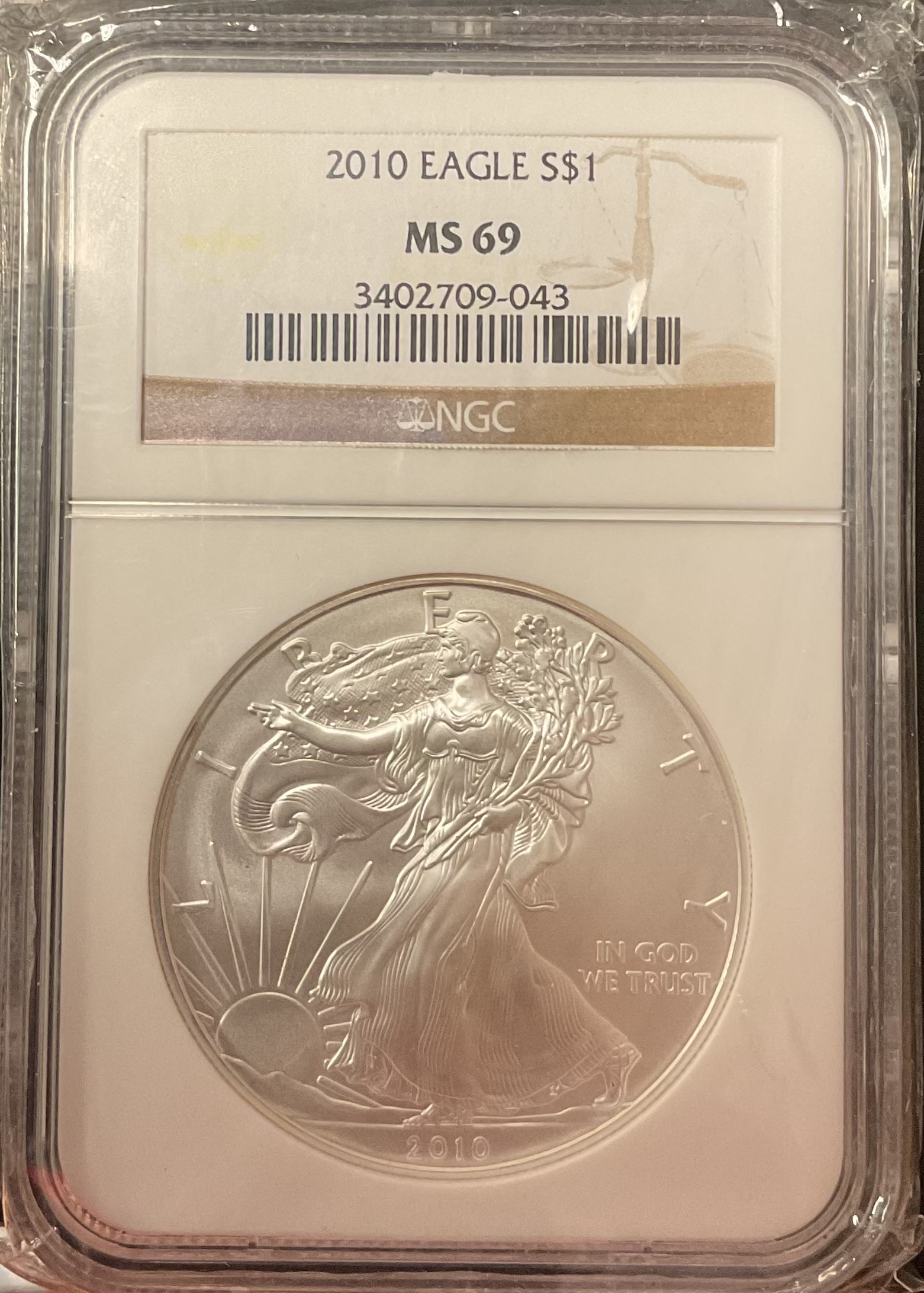 2010 American Silver Eagle, NGC MS-69, Store#AE0398